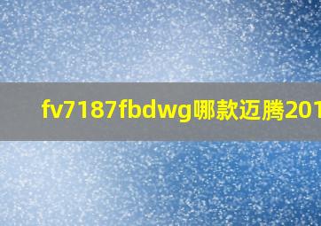 fv7187fbdwg哪款迈腾2013款