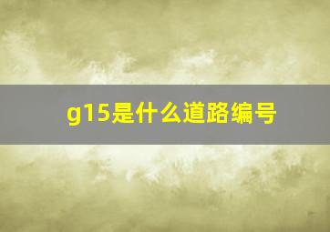 g15是什么道路编号