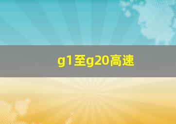 g1至g20高速