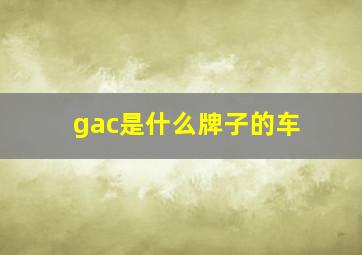 gac是什么牌子的车