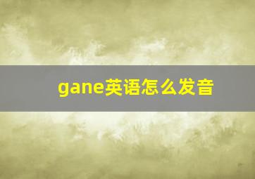 gane英语怎么发音