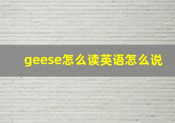 geese怎么读英语怎么说