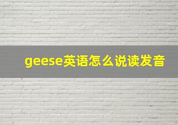 geese英语怎么说读发音