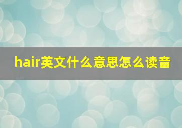 hair英文什么意思怎么读音