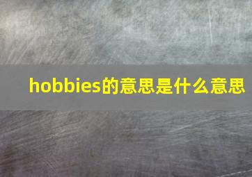 hobbies的意思是什么意思