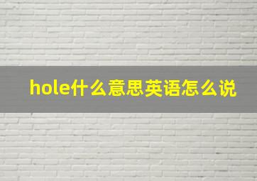 hole什么意思英语怎么说