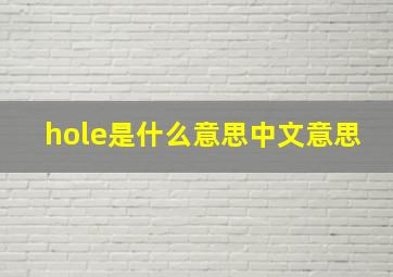 hole是什么意思中文意思