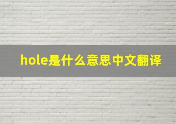 hole是什么意思中文翻译