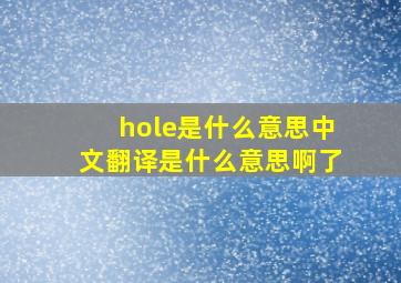 hole是什么意思中文翻译是什么意思啊了