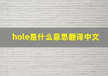 hole是什么意思翻译中文