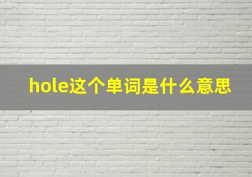 hole这个单词是什么意思