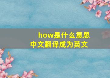 how是什么意思中文翻译成为英文