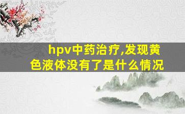 hpv中药治疗,发现黄色液体没有了是什么情况