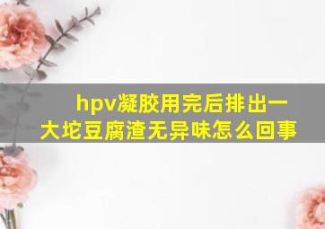 hpv凝胶用完后排出一大坨豆腐渣无异味怎么回事