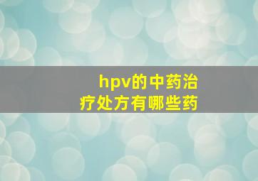 hpv的中药治疗处方有哪些药