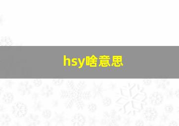 hsy啥意思