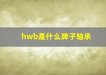 hwb是什么牌子轴承