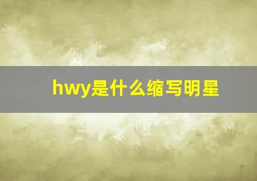 hwy是什么缩写明星