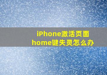 iPhone激活页面home键失灵怎么办