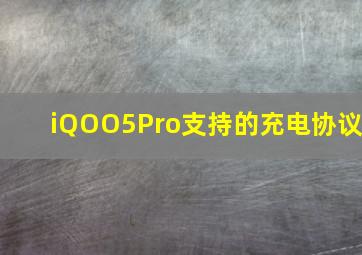 iQOO5Pro支持的充电协议