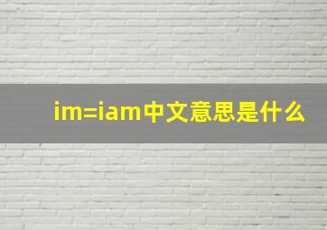 im=iam中文意思是什么