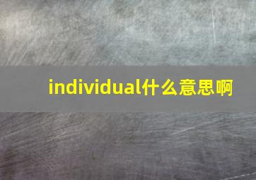 individual什么意思啊