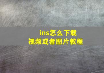 ins怎么下载视频或者图片教程