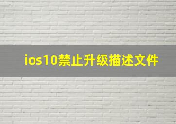 ios10禁止升级描述文件