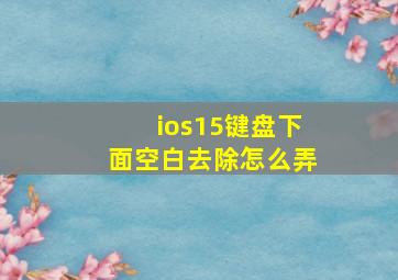 ios15键盘下面空白去除怎么弄