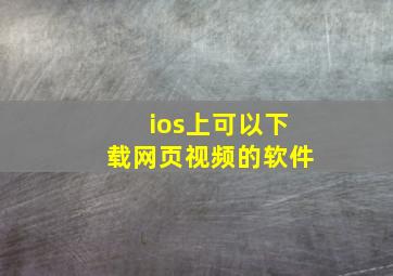 ios上可以下载网页视频的软件