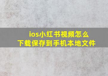 ios小红书视频怎么下载保存到手机本地文件