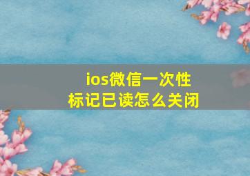 ios微信一次性标记已读怎么关闭