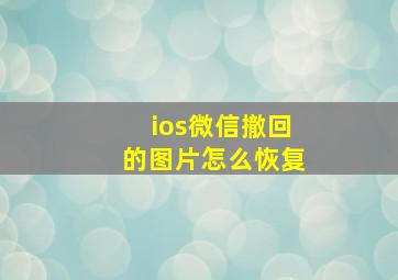 ios微信撤回的图片怎么恢复