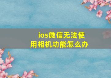 ios微信无法使用相机功能怎么办