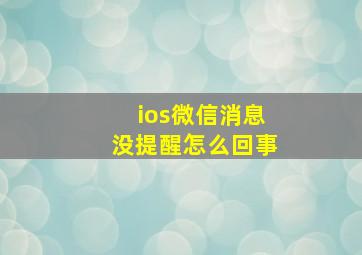 ios微信消息没提醒怎么回事