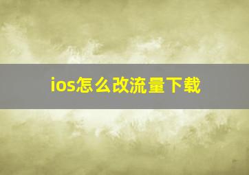 ios怎么改流量下载