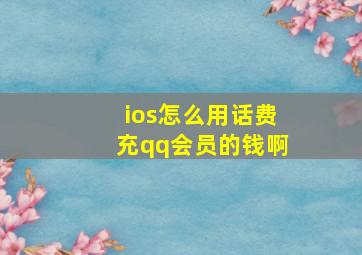 ios怎么用话费充qq会员的钱啊