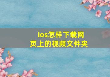 ios怎样下载网页上的视频文件夹