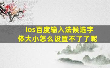 ios百度输入法候选字体大小怎么设置不了了呢