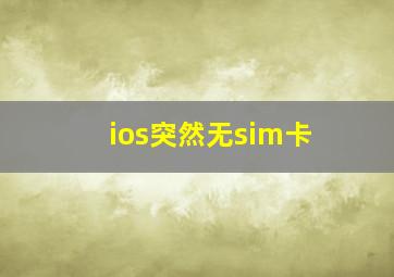 ios突然无sim卡