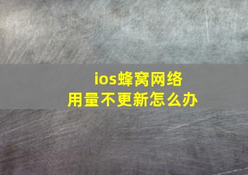 ios蜂窝网络用量不更新怎么办