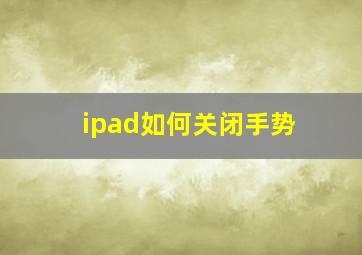 ipad如何关闭手势