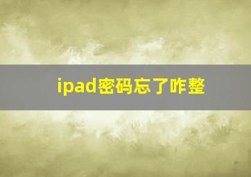 ipad密码忘了咋整