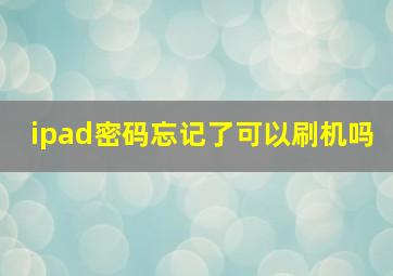 ipad密码忘记了可以刷机吗