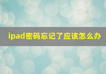 ipad密码忘记了应该怎么办