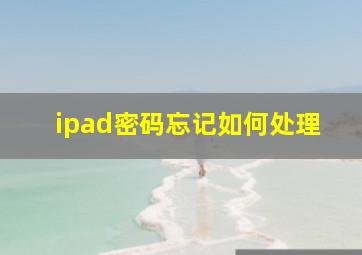 ipad密码忘记如何处理