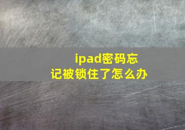 ipad密码忘记被锁住了怎么办