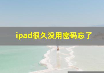 ipad很久没用密码忘了