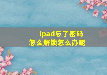 ipad忘了密码怎么解锁怎么办呢