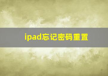 ipad忘记密码重置